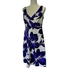 Jones New York Fit And Flare Purple Floral Sleeveless Midi Dress Sz 10 RN 54050